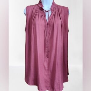 LOFT Ann Taylor Mauve Pink Sleeveless Blouse Ruffle Collar Size S